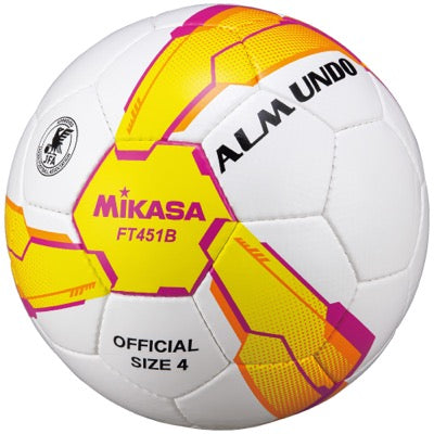 ｻｯｶｰ4号ALMUNDO 検定球 手縫い 黄ﾋﾟﾝｸ