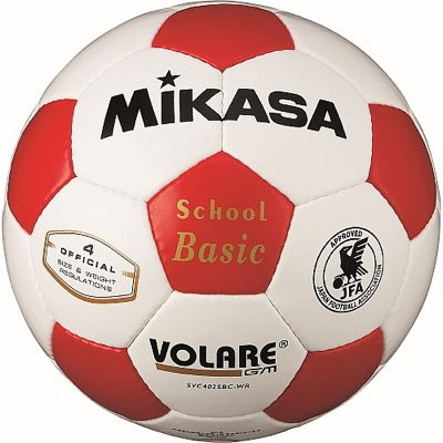 ｻｯｶｰ4号手縫い 検定球 白/赤